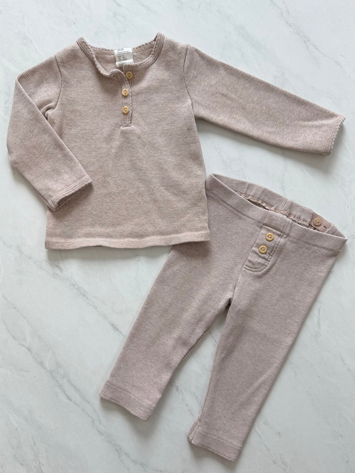 Ensemble 2 pièces côtelé - H&M - 6-9 mois
