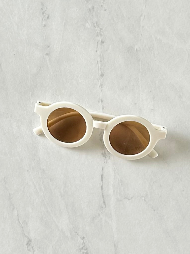 Lunette de soleil ronde - Blanche