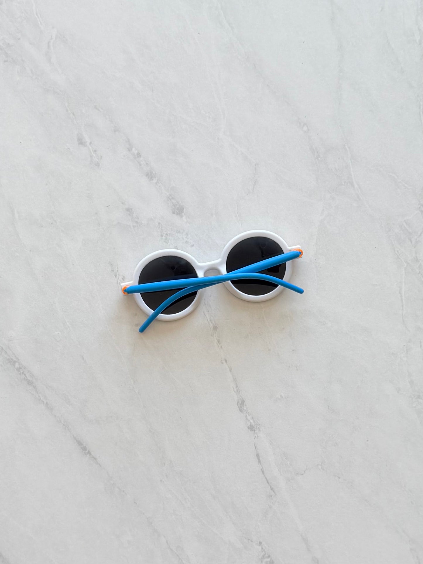 Lunette de soleil ronde - Blanc bleu orange