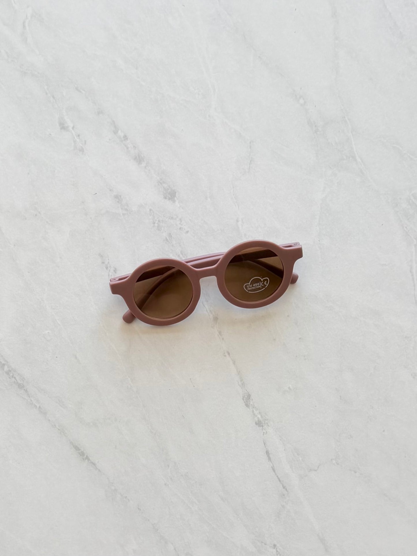Lunette de soleil ronde - Vieux rose