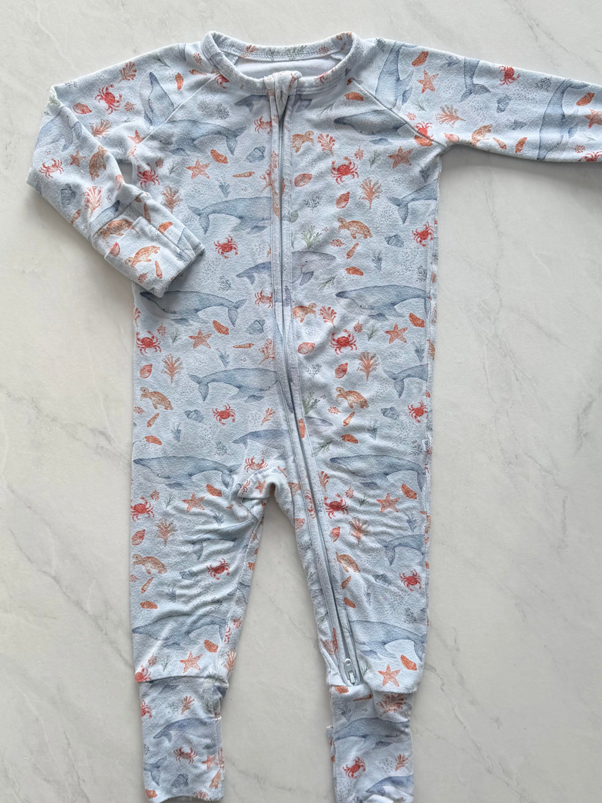 Pyjama à pattes en bamboo - Early Grey - 3-6 mois (légèrement mousseux)