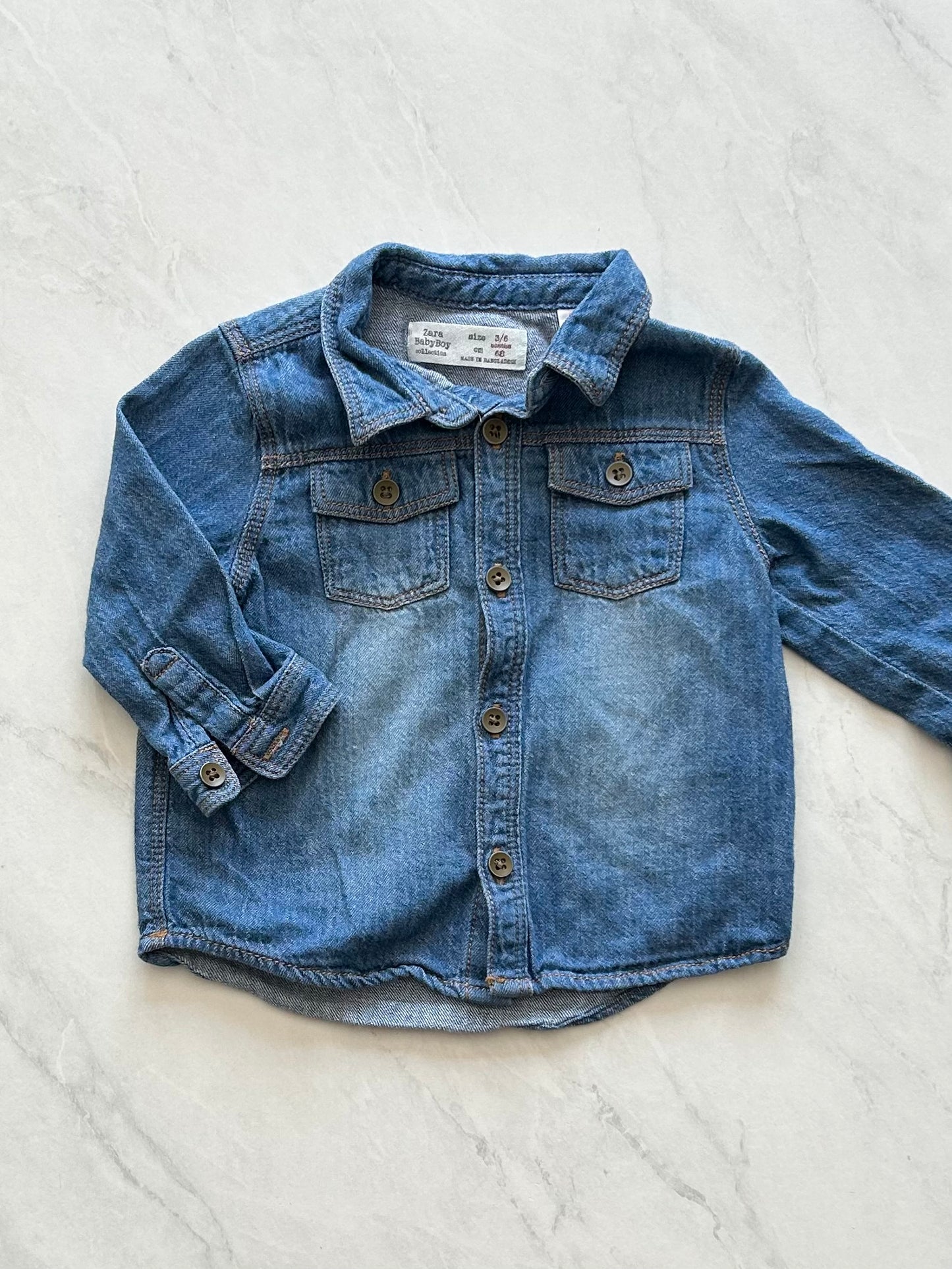 Chemise manches longues - Zara - 3-6 mois