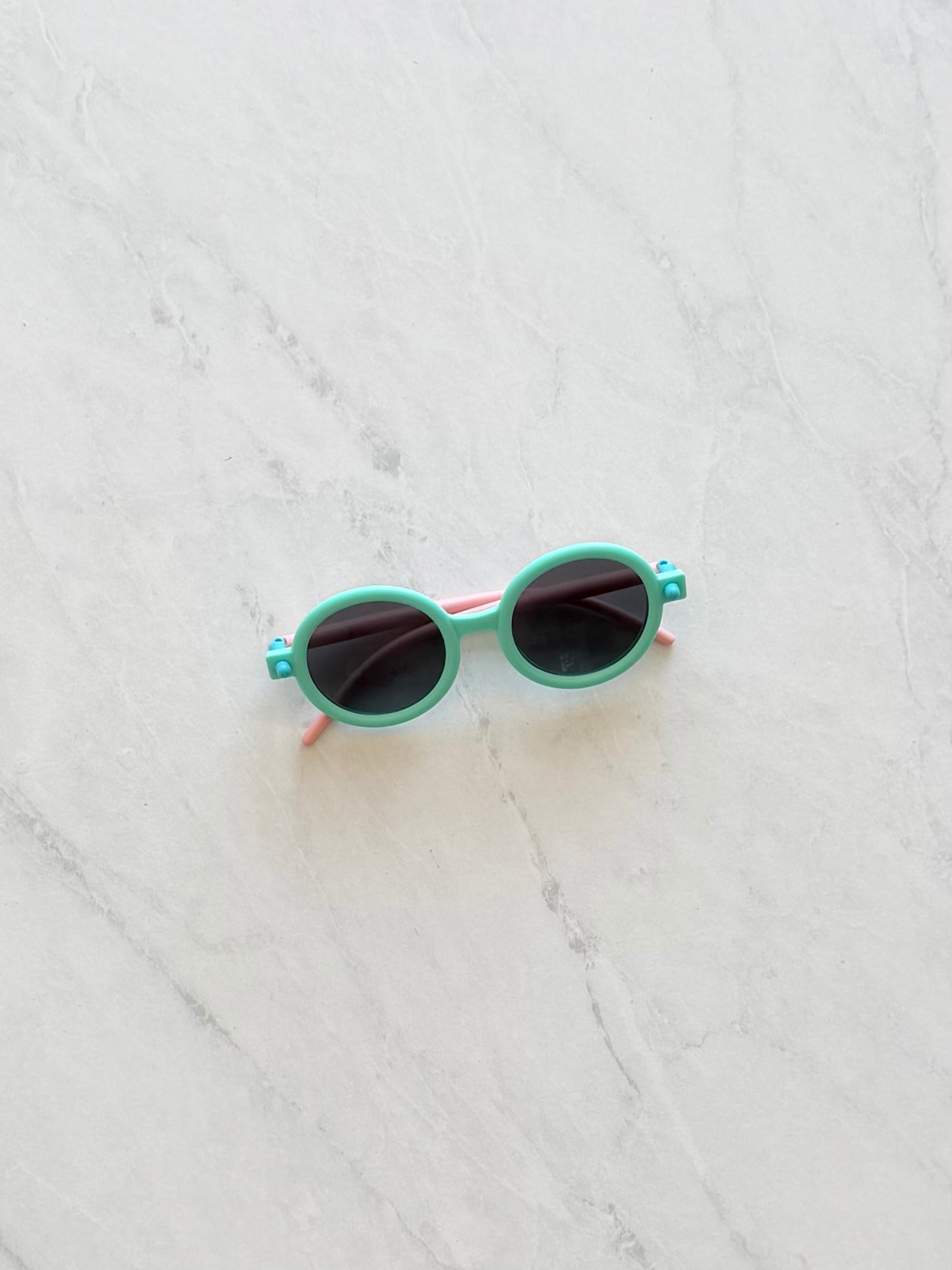 Lunette de soleil ronde - Turquoise rose bleu