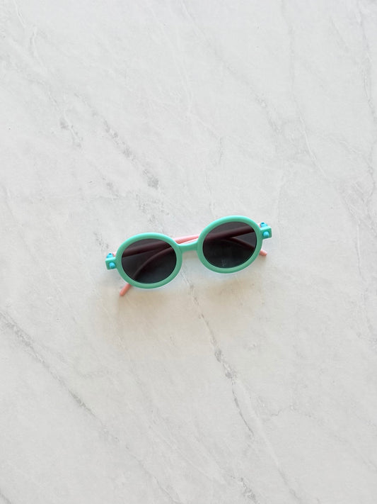 Lunette de soleil ronde - Turquoise rose bleu