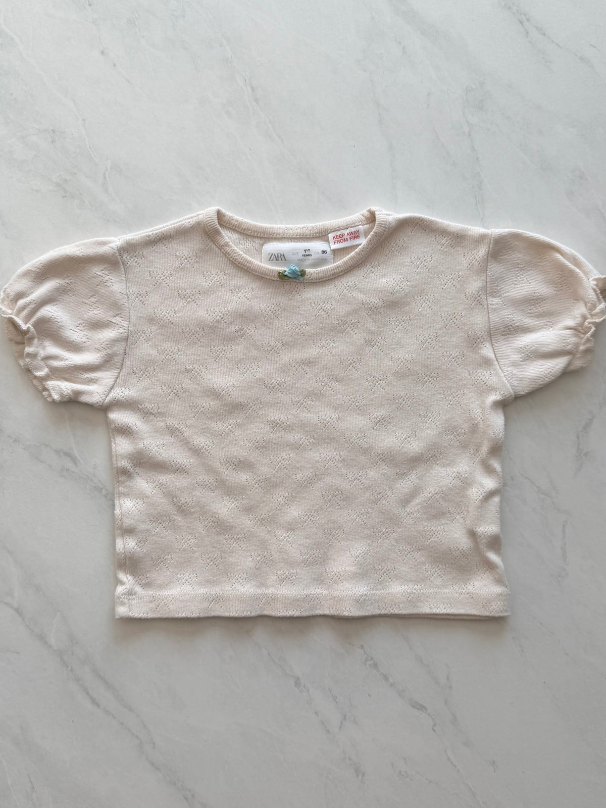 T-shirt avec détails en pointelle - Zara - 18 mois