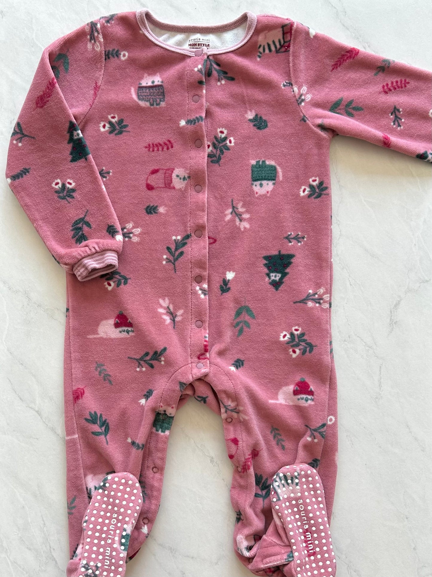 Pyjama à pattes en velours - Souris mini - 18-24 mois