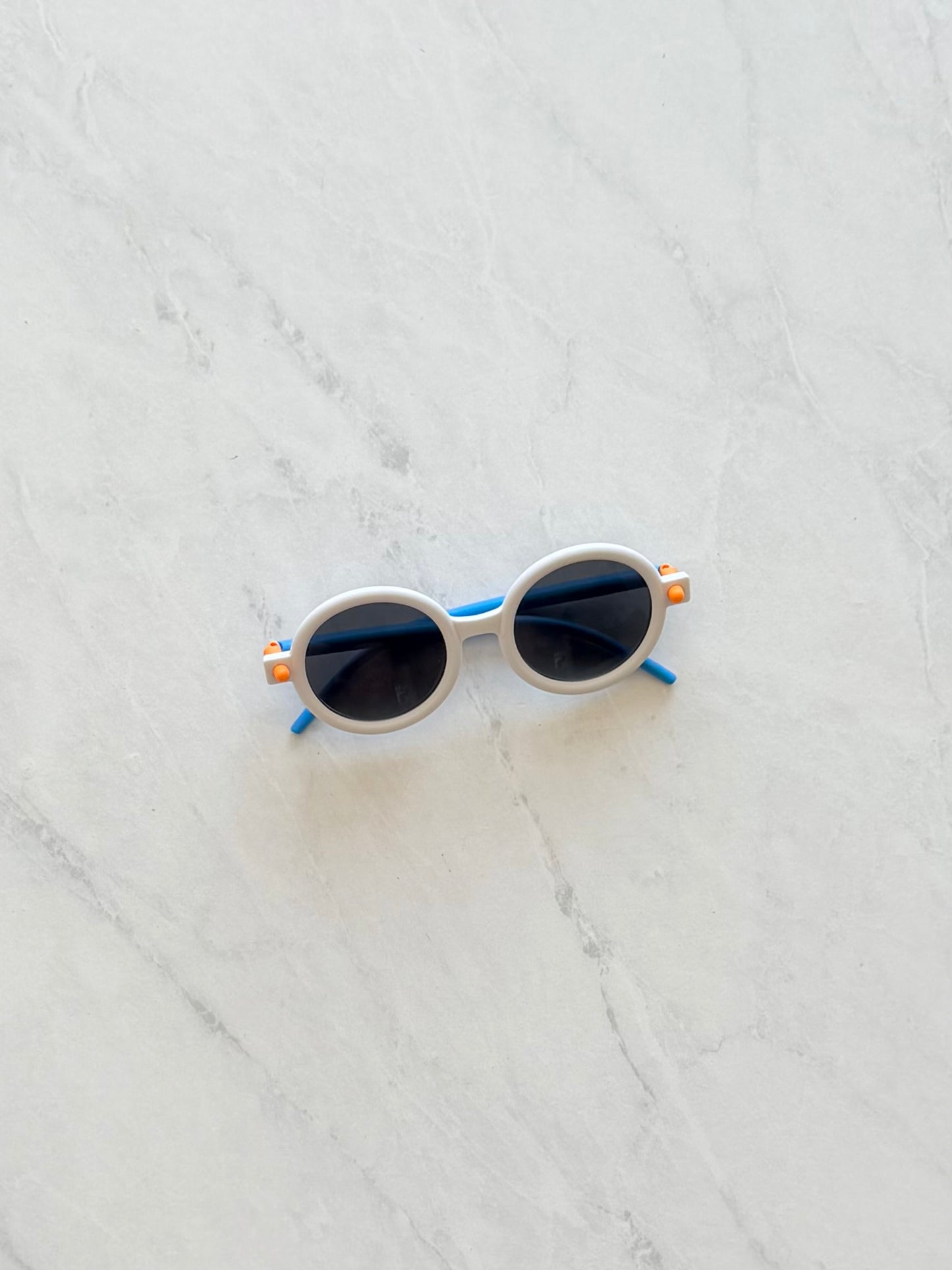 Lunette de soleil ronde - Blanc bleu orange