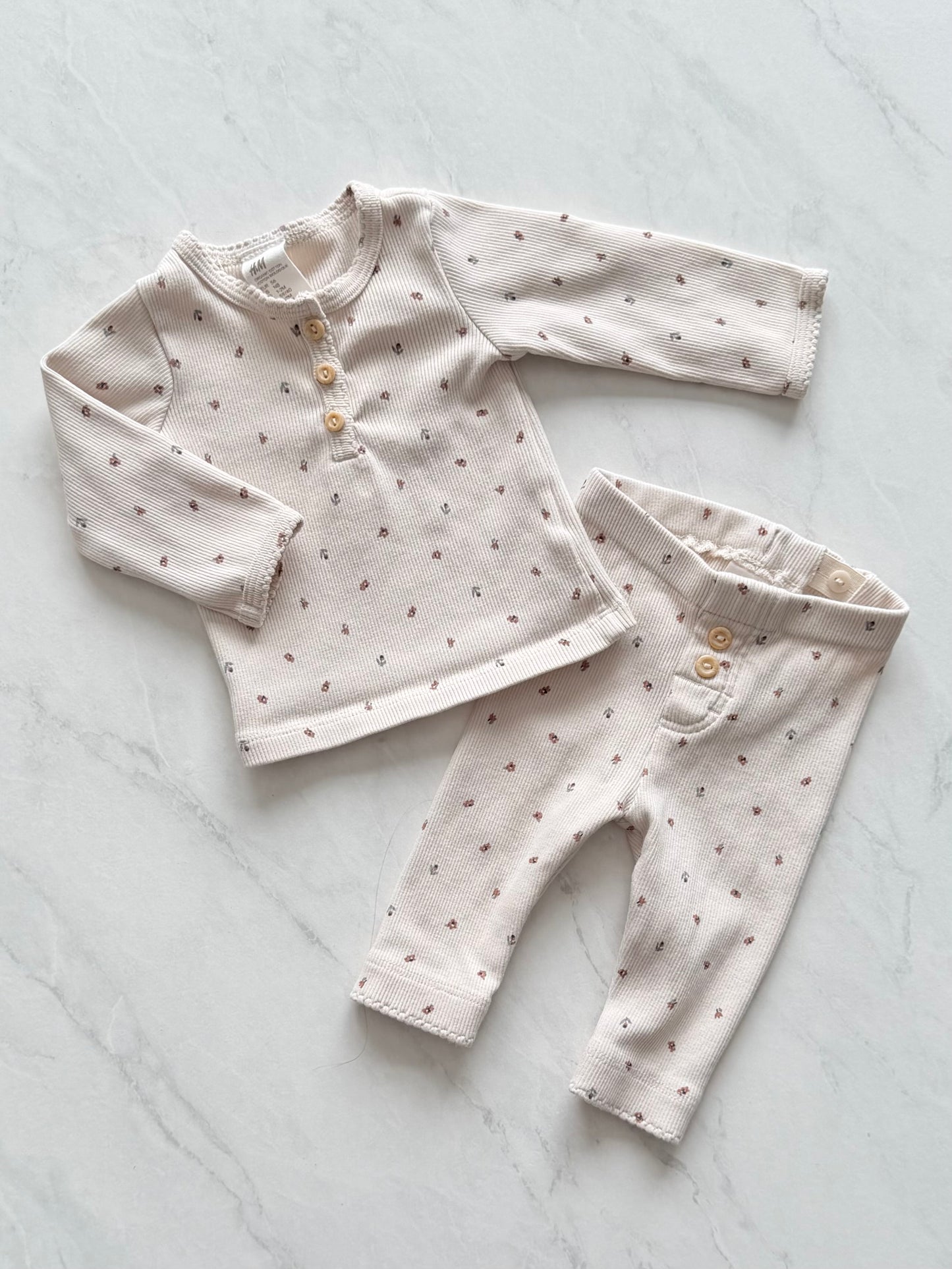 Ensemble 2 pièces côtelé - H&M - 1-2 mois