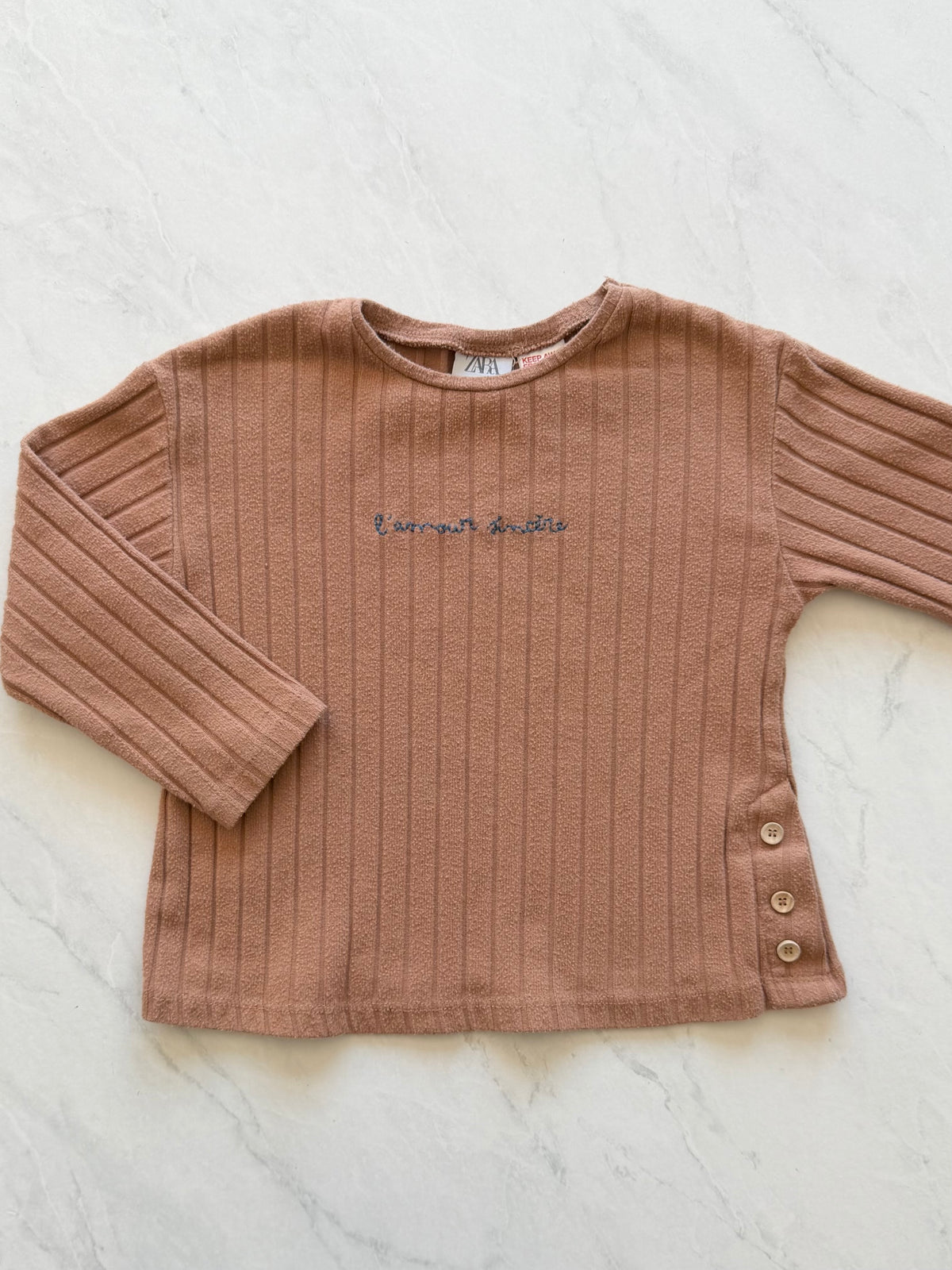 Chandail à manches longues côtelé - Zara - 2-3 ans (légèrement mousseux)